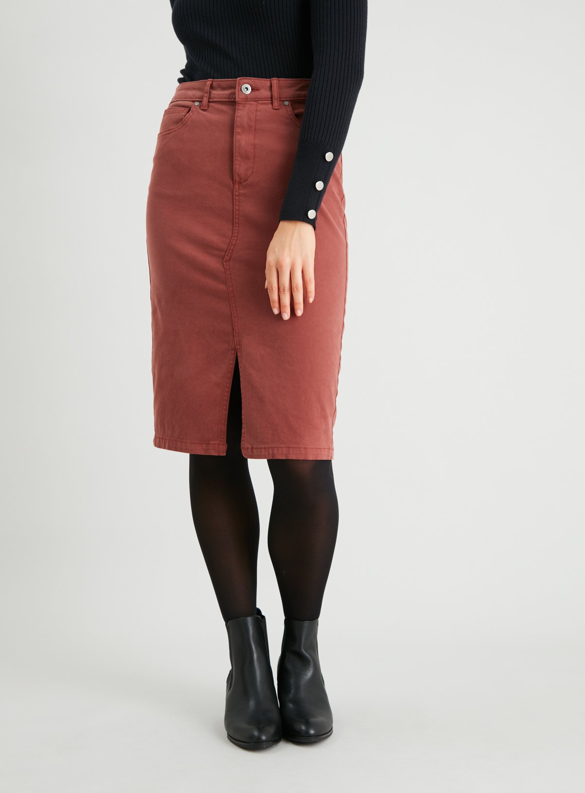 Brown Twill Pencil Skirt Review