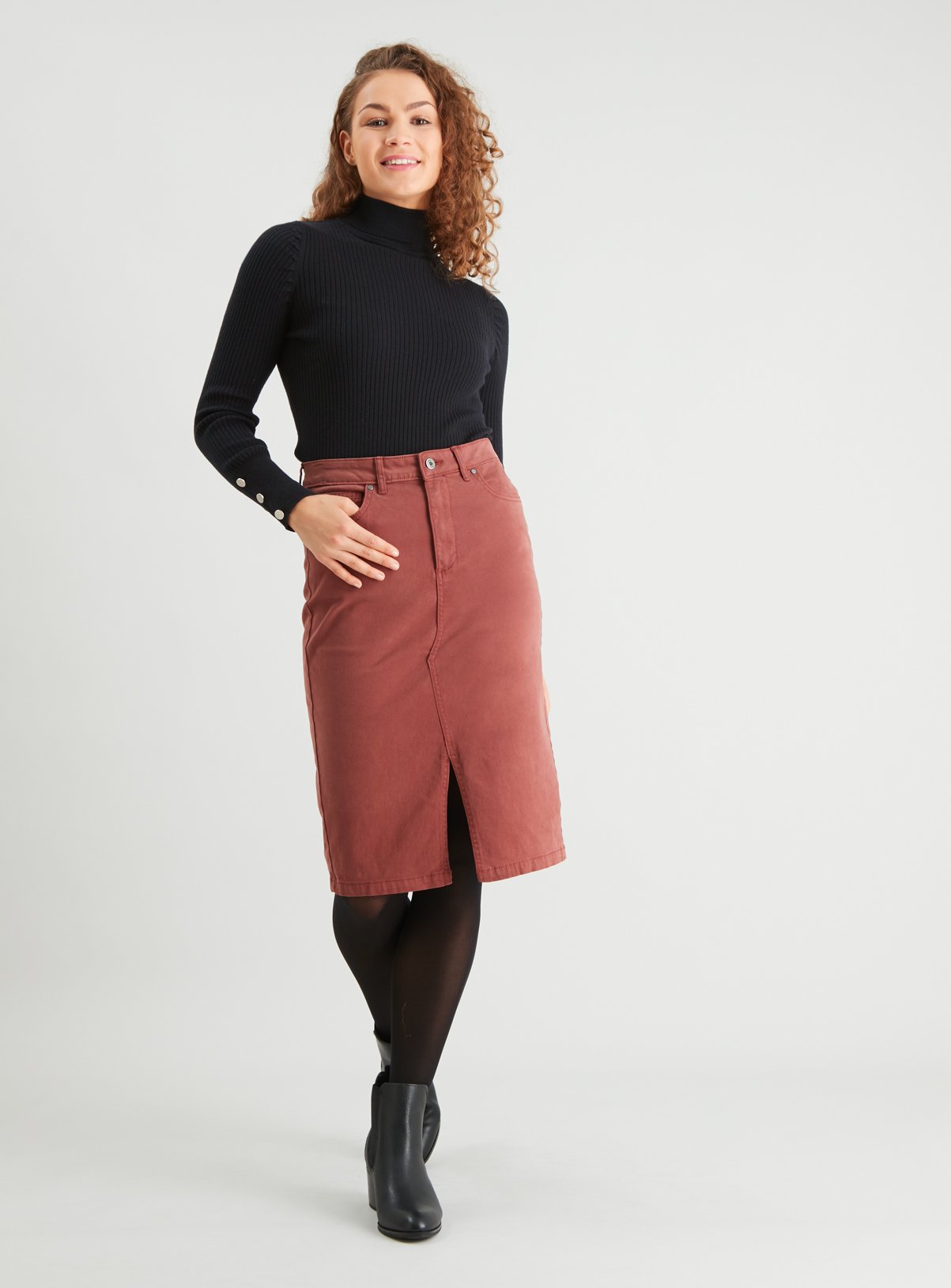 Brown Twill Pencil Skirt Review