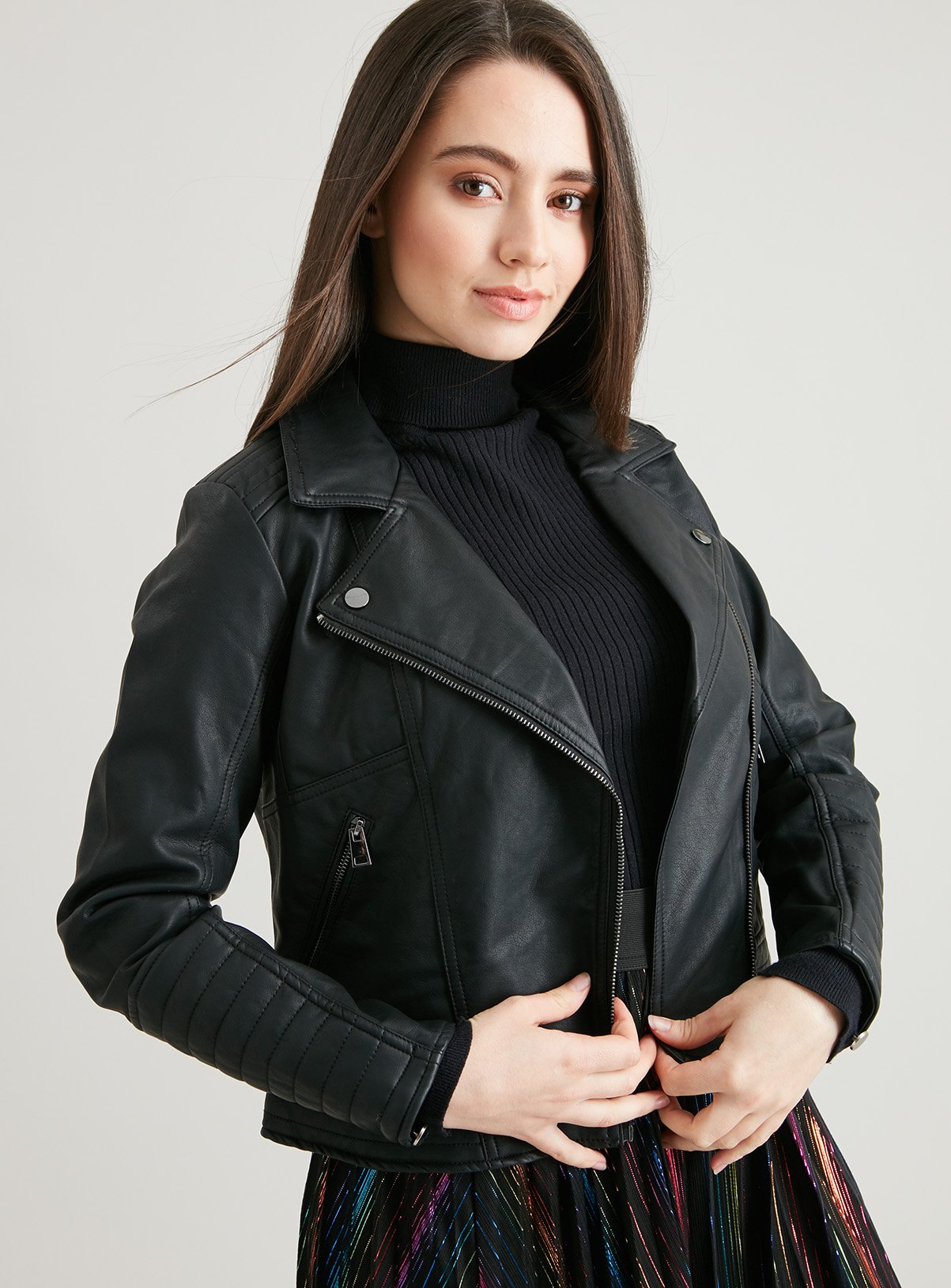 leather biker jacket petite