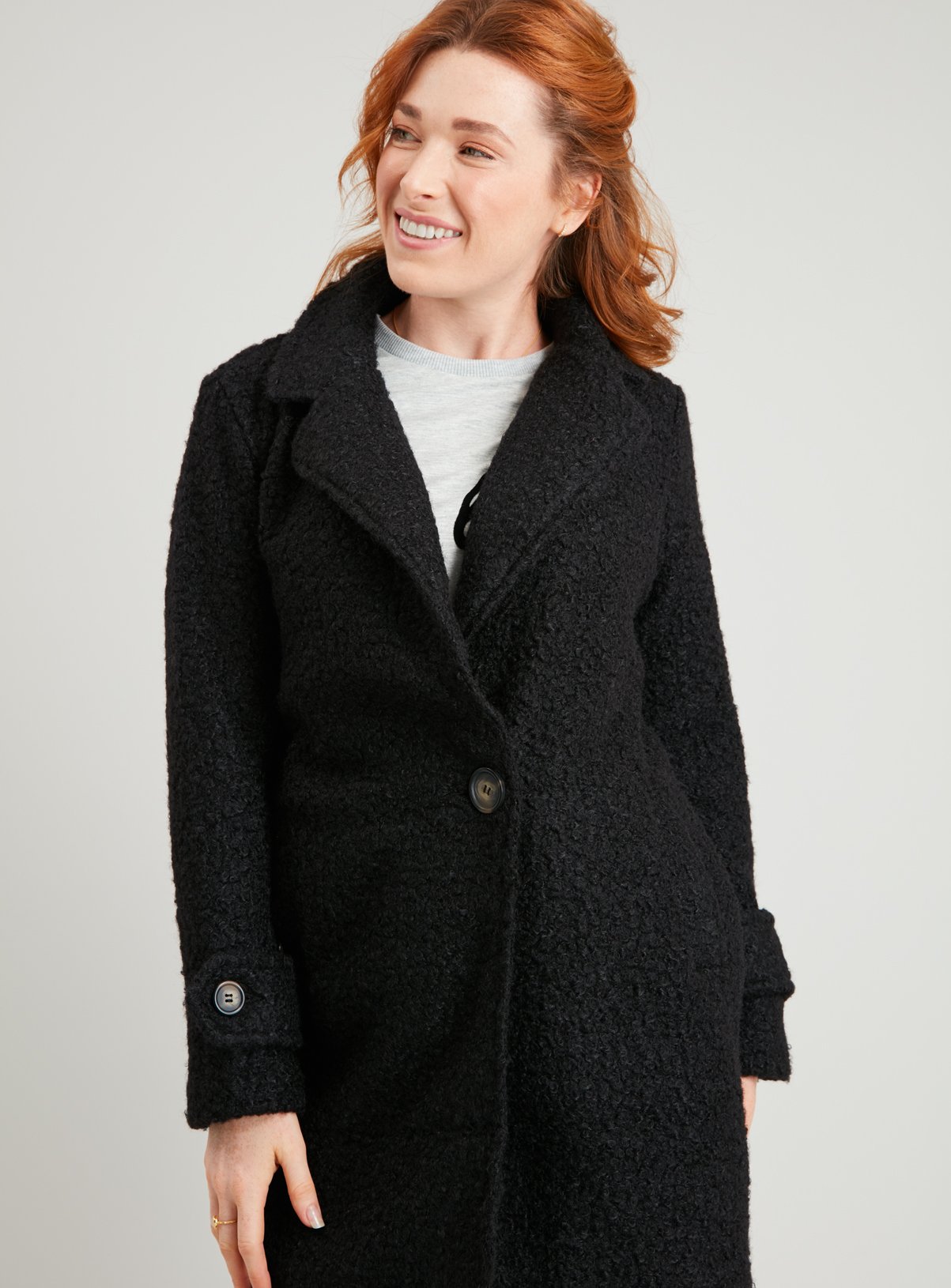 PETITE Black Boucl√© Single Button Crombie Review