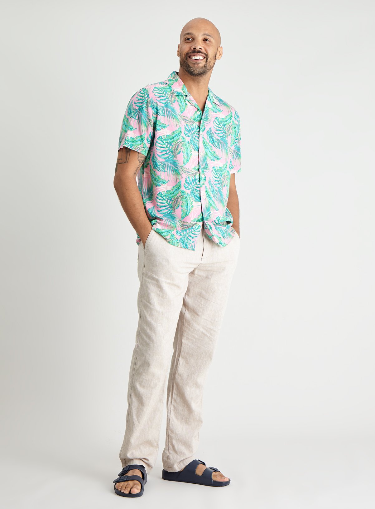 Pink Palm Leaf Print Hawaiian Shirt Review