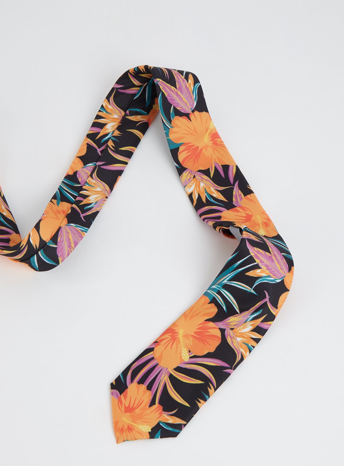 Orange Tropical Floral Print Slim Tie Review