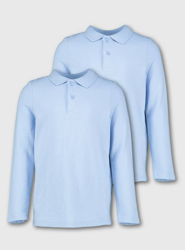 Blue Unisex Long Sleeve Polo Shirt 2 Pack 9 years