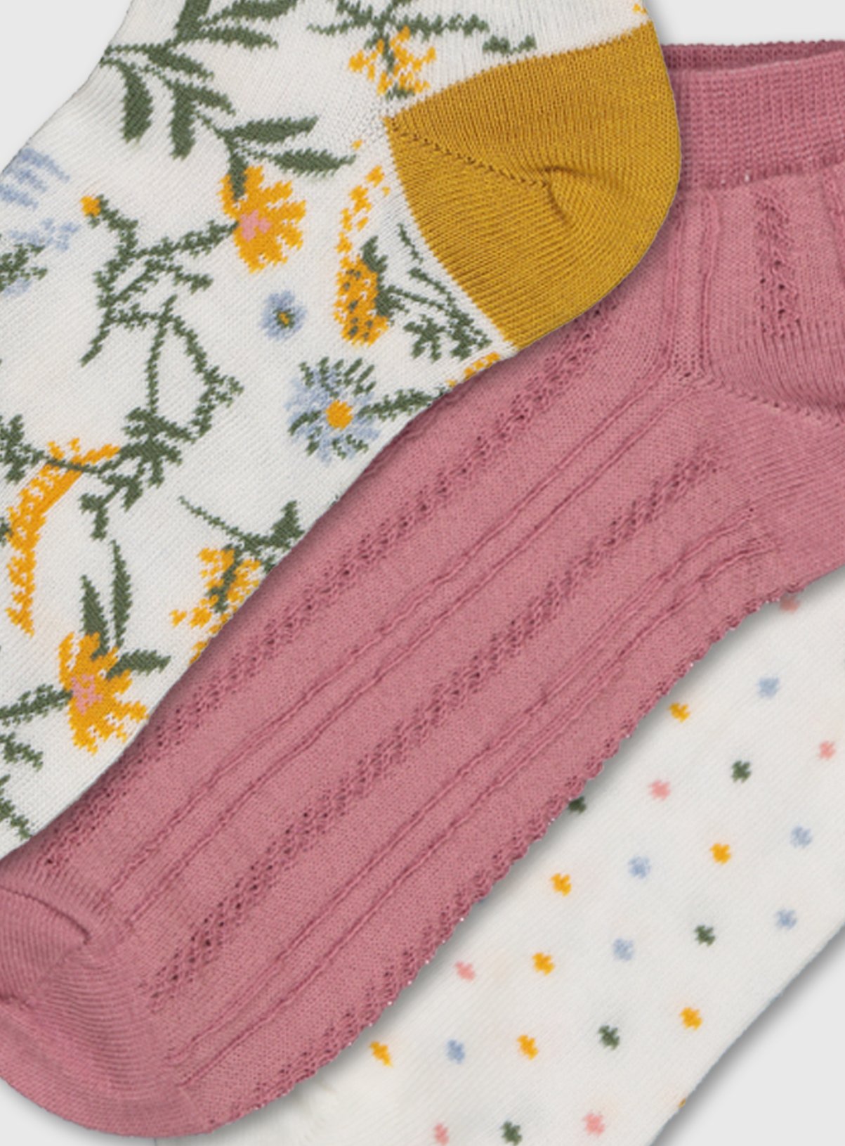 Mustard & Pink Floral & Spot Trainer Socks 3 Pack Review