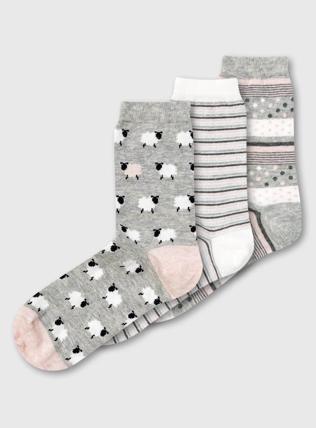 Grey Stripe & Sheep Pattern Ankle Socks 3 Pack Review