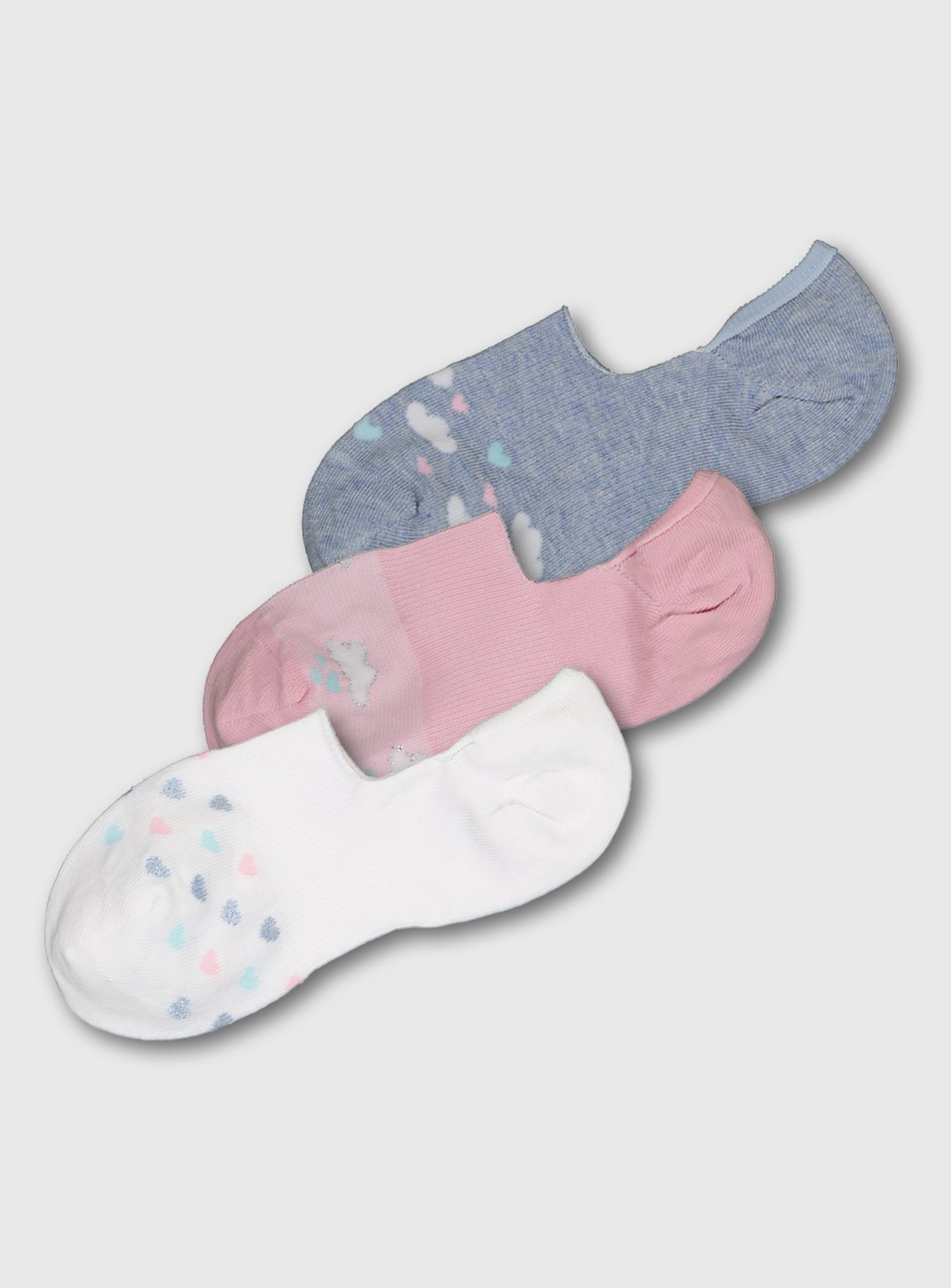 White, Pink & Blue Cloud No Show Socks 3 Pack Review