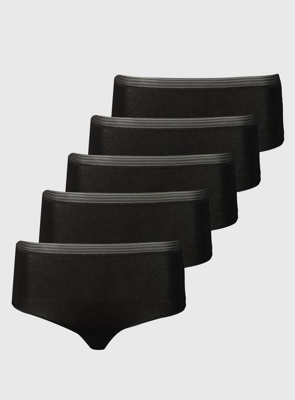 Black Comfort Waistband Midi Knickers 5 Pack - 8
