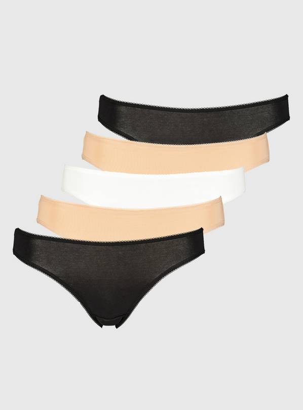 Nude, White & Black High Leg Knickers 5 Pack - 20
