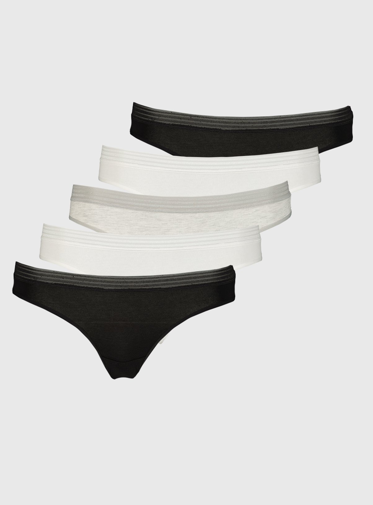 Black, White & Grey Comfort Waistband Thongs 5 Pack Review