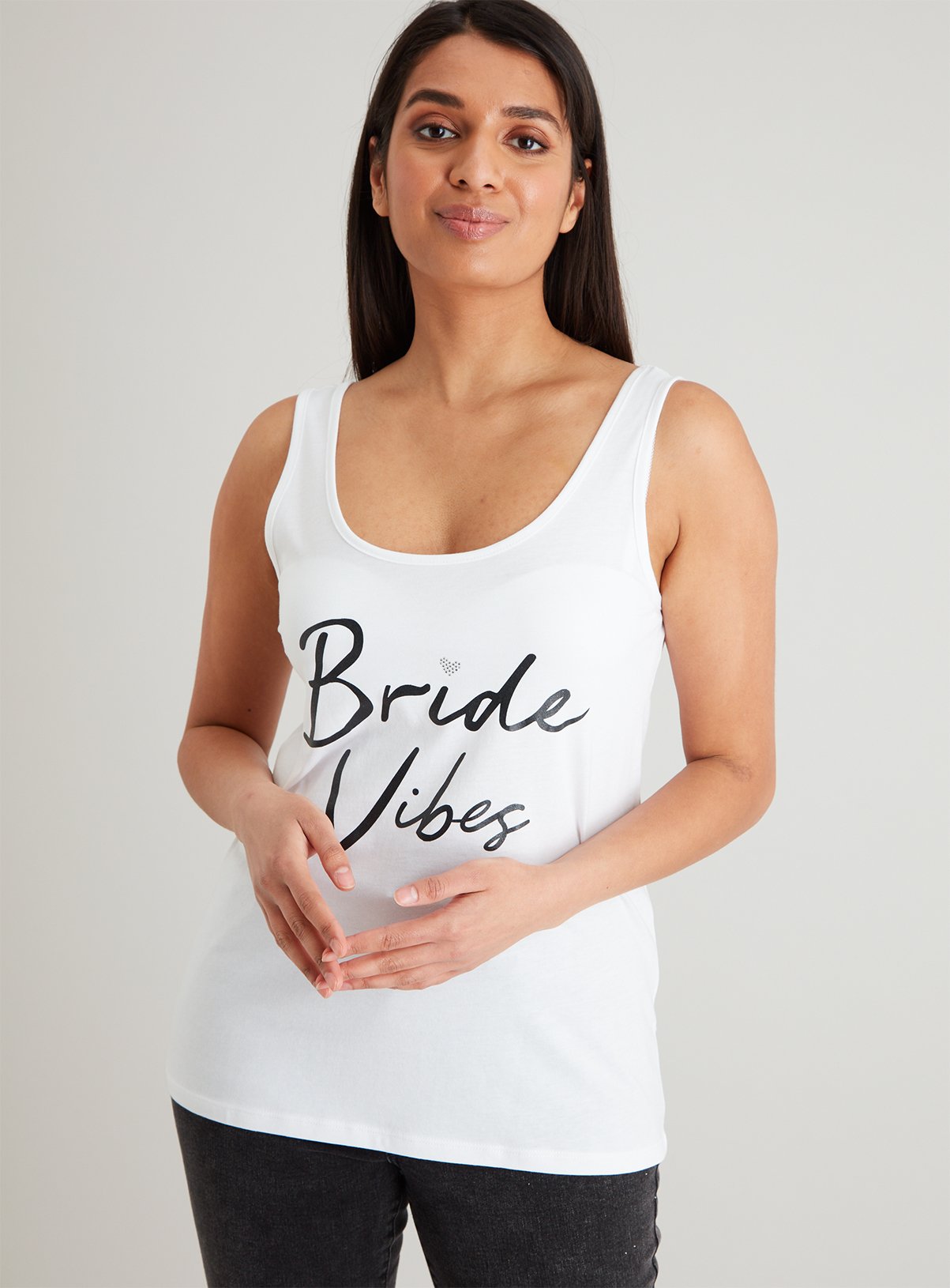 white bride tank top