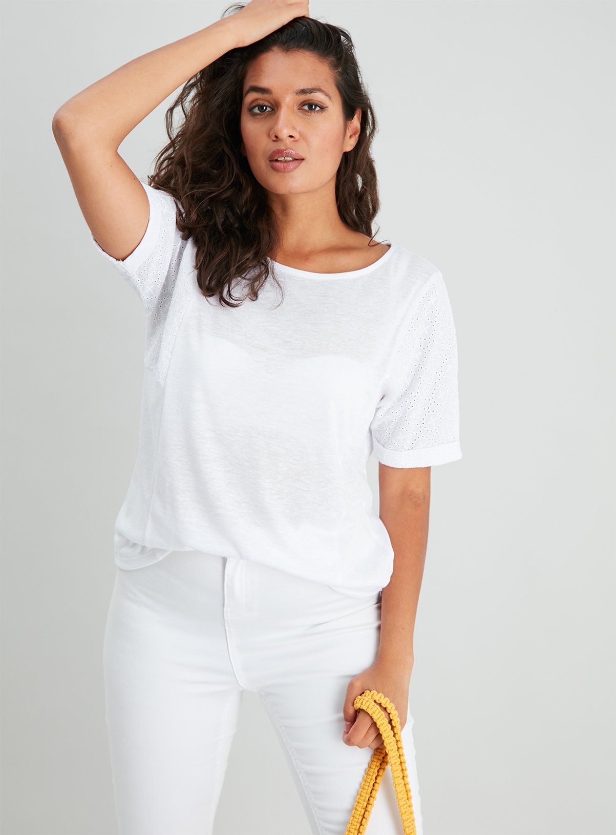 White Schiffli Lace Sleeve T-Shirt Review