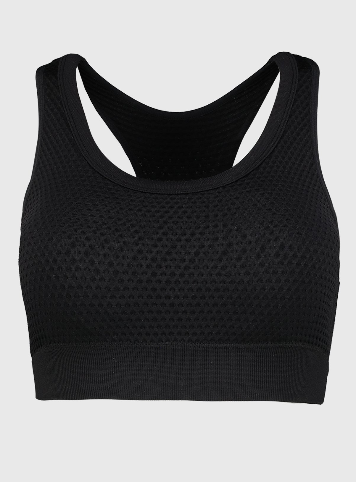 Black Seamless Stretch Waffle Texture Crop Top Review