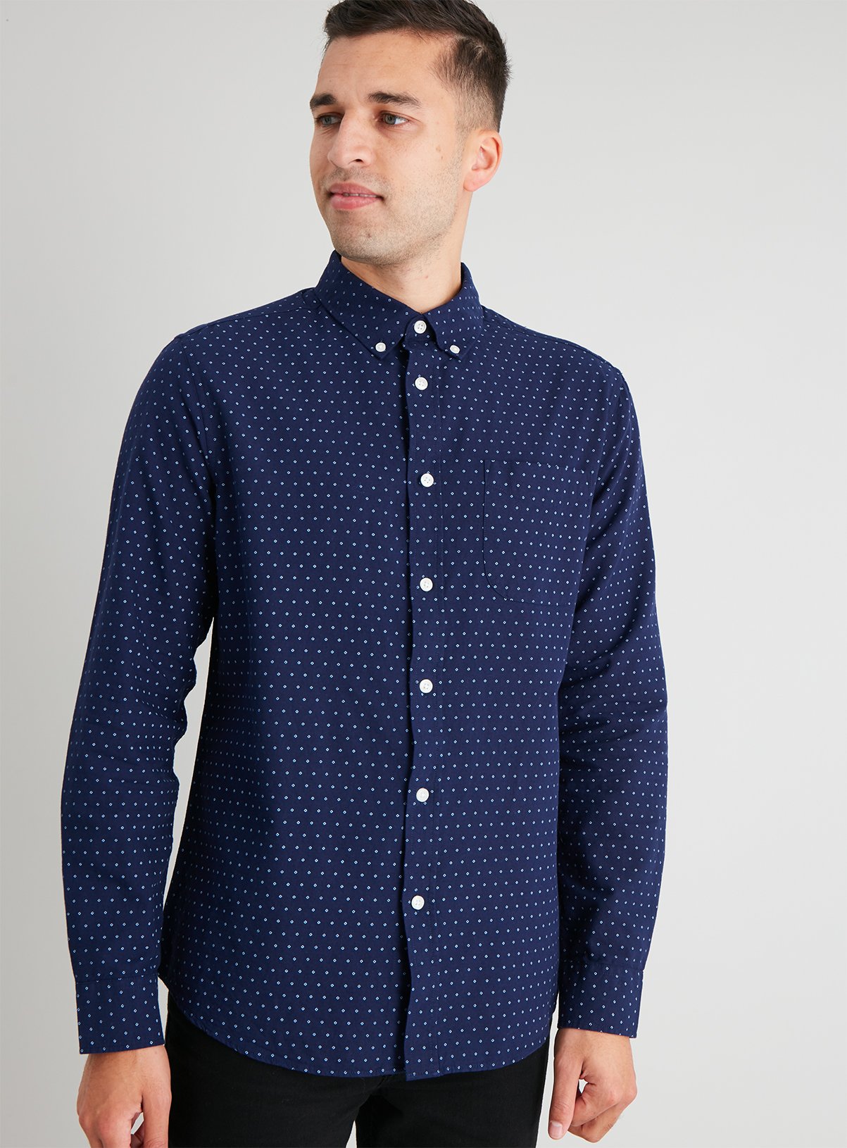 Navy Ditsy Geo Print Regular Fit Oxford Shirt Review