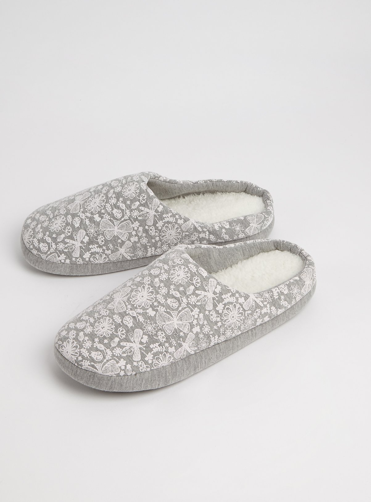 Grey Butterfly Print Mule Slippers Review