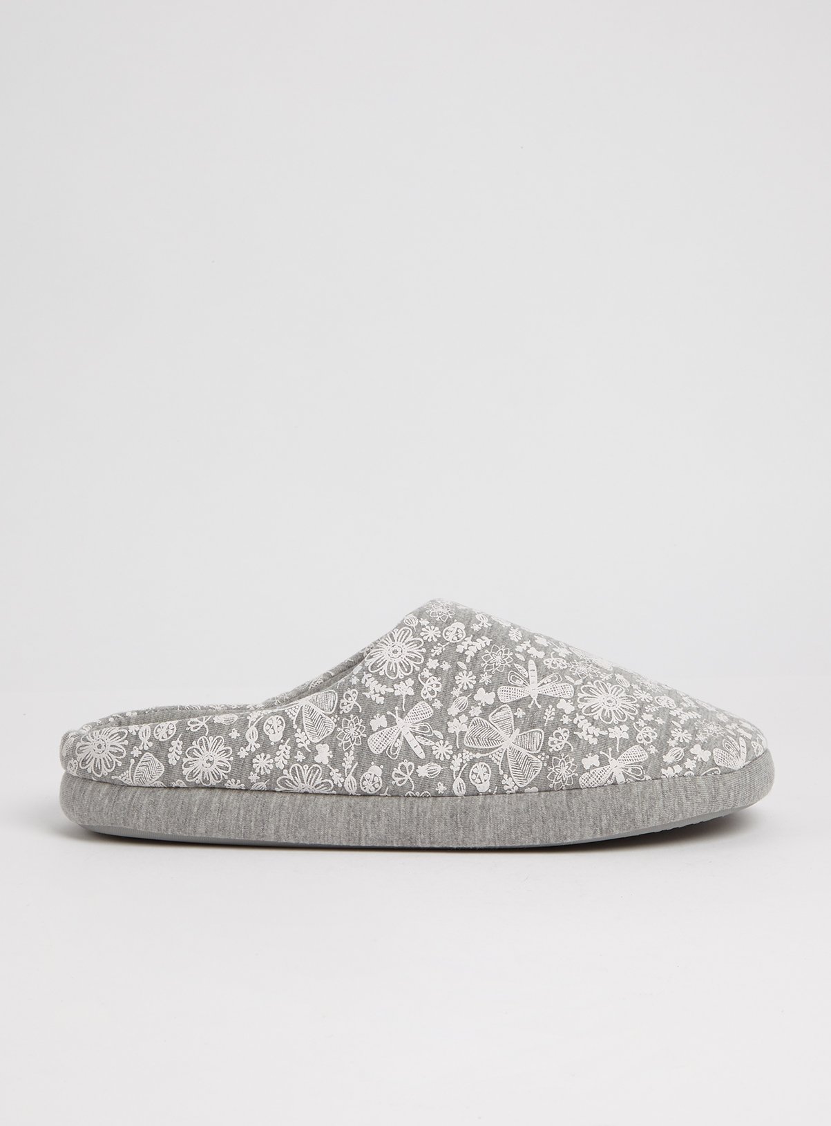 Grey Butterfly Print Mule Slippers Review