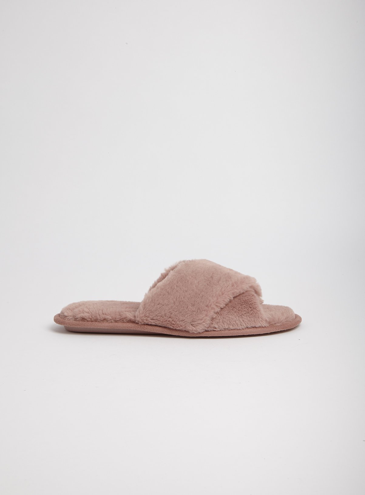 Pink Faux Fur Crossover Mule Slipper Review