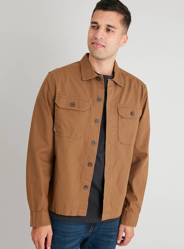 Brown Ripstop Long Sleeve Overshirt - XL