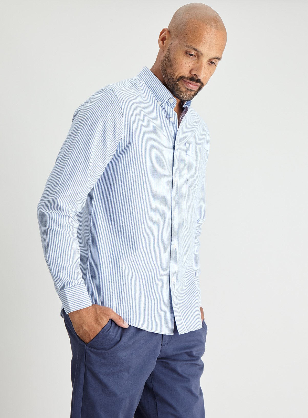 Blue Pinstripe Regular Fit Long Sleeve Oxford Shirt Review