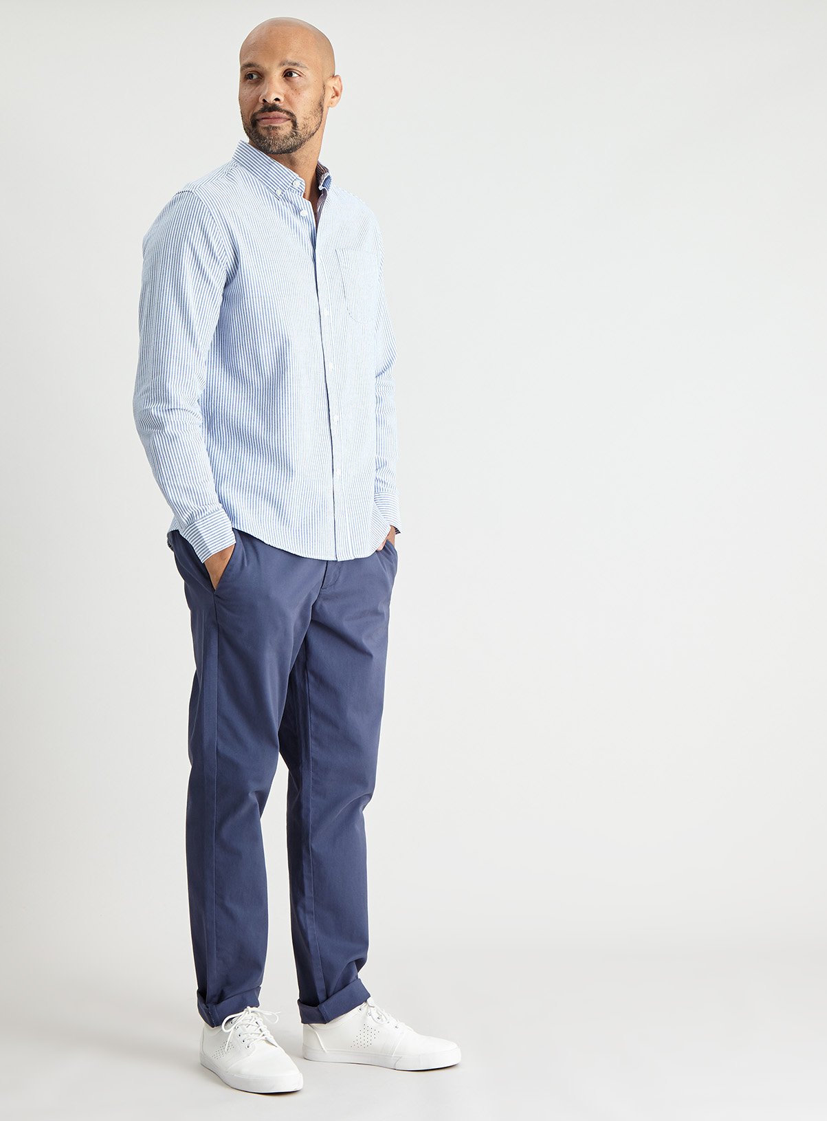 Blue Pinstripe Regular Fit Long Sleeve Oxford Shirt Review