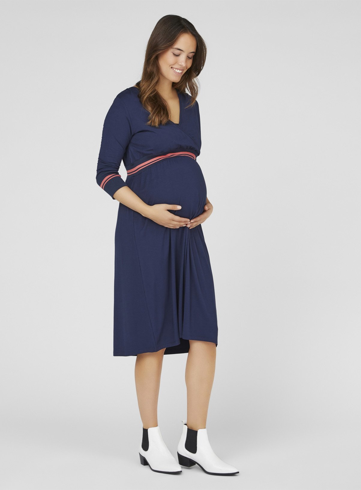 Navy Maternity Jersey Midi Dress Review