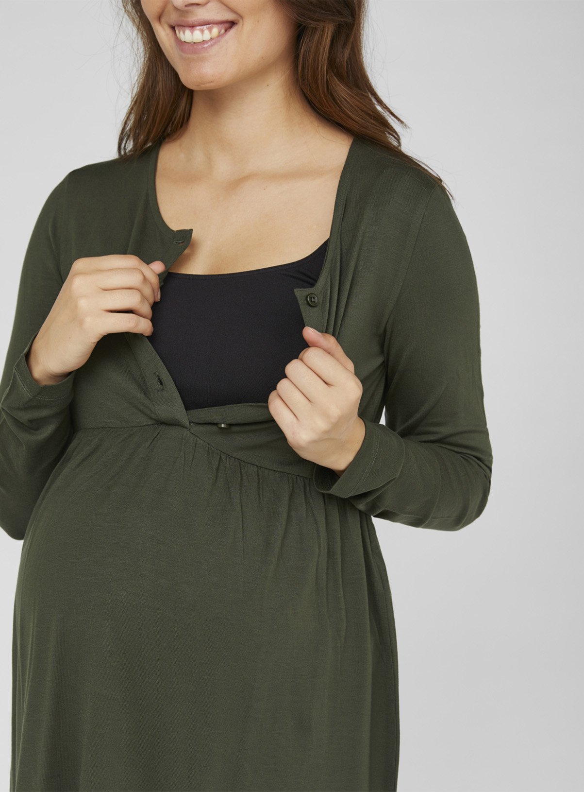 Khaki Maternity Jersey Midi Dress Review