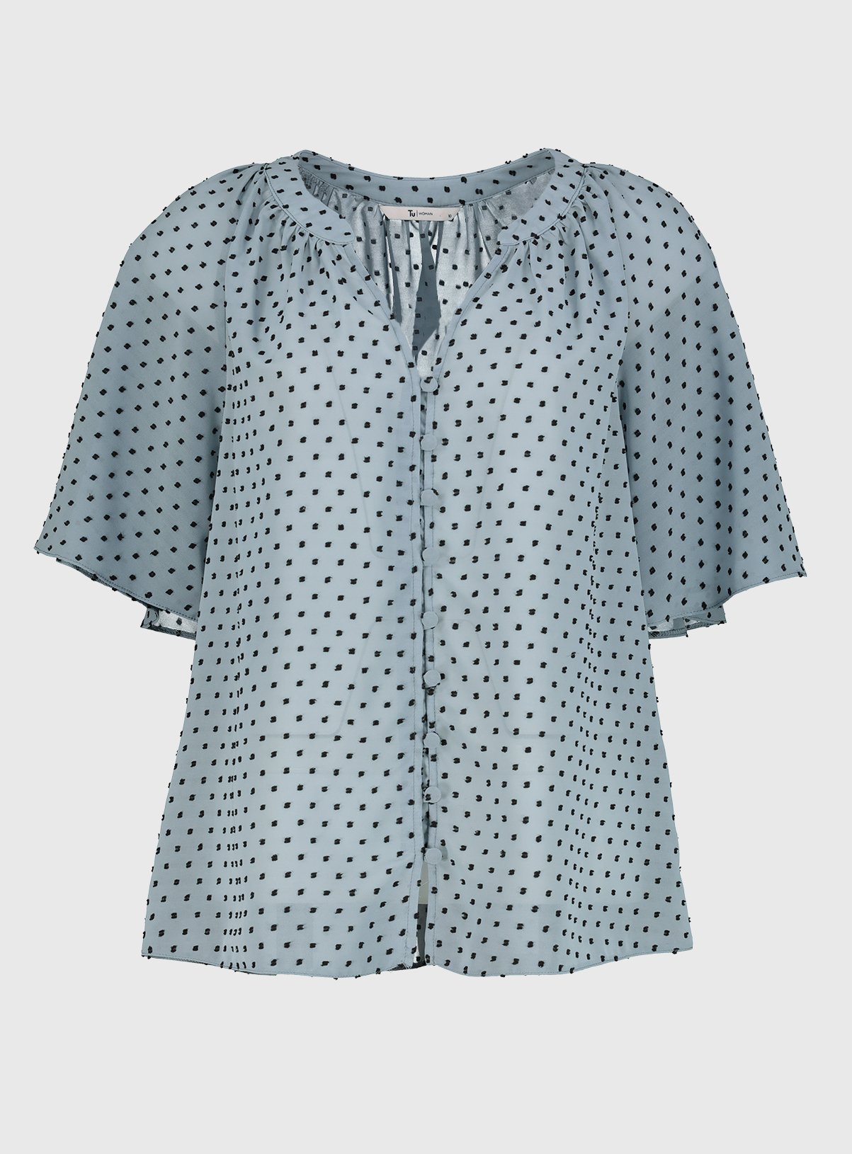 Blue Short Sleeve Textured Blouse Review