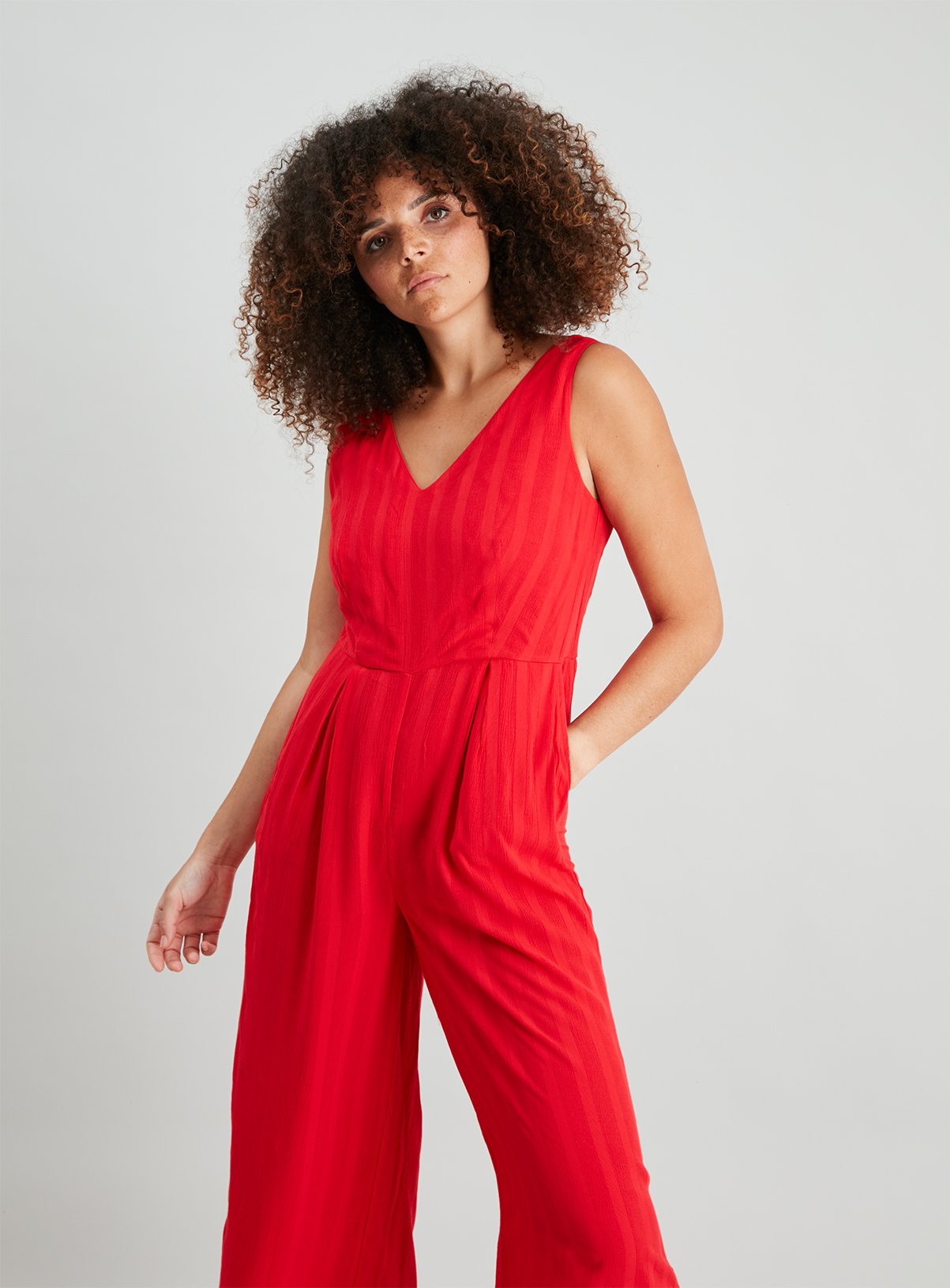 Red Jacquard Jumpsuit Review