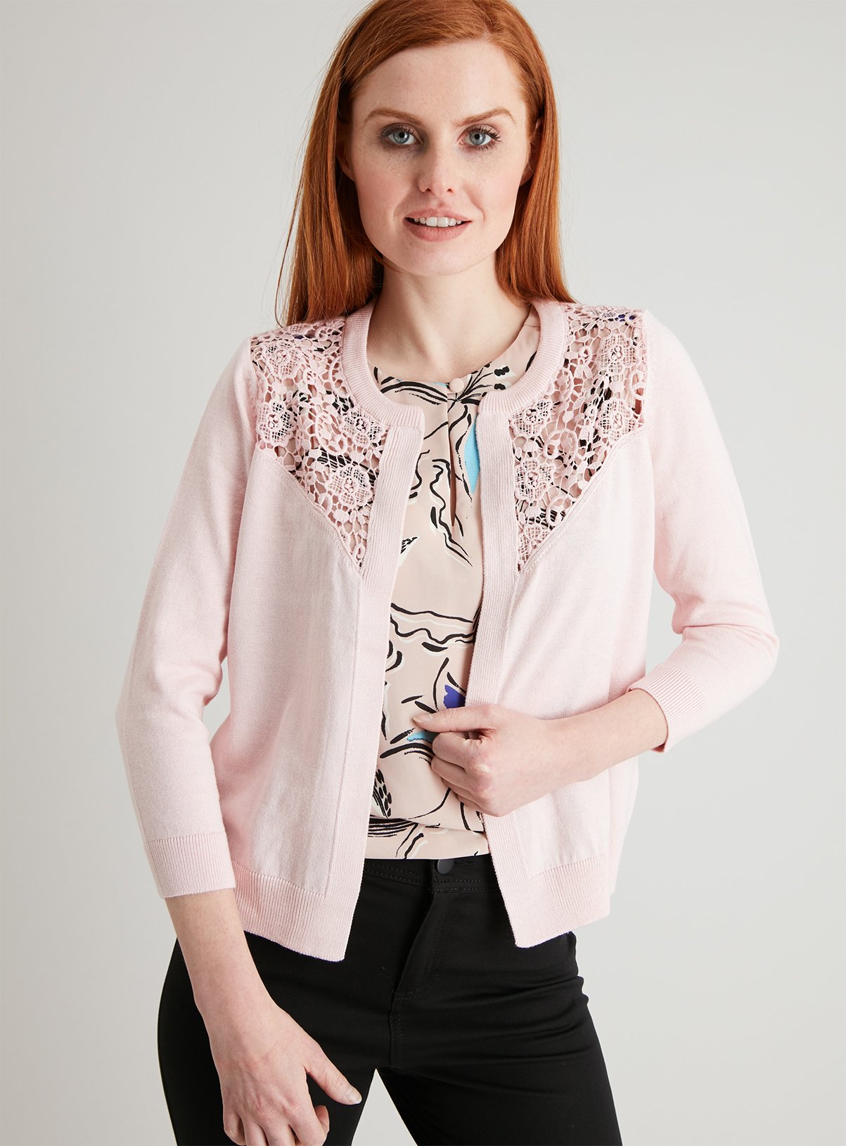 pink lace cardigan