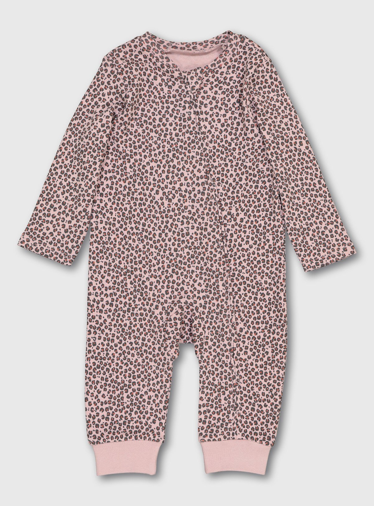 leopard print baby sleepsuit