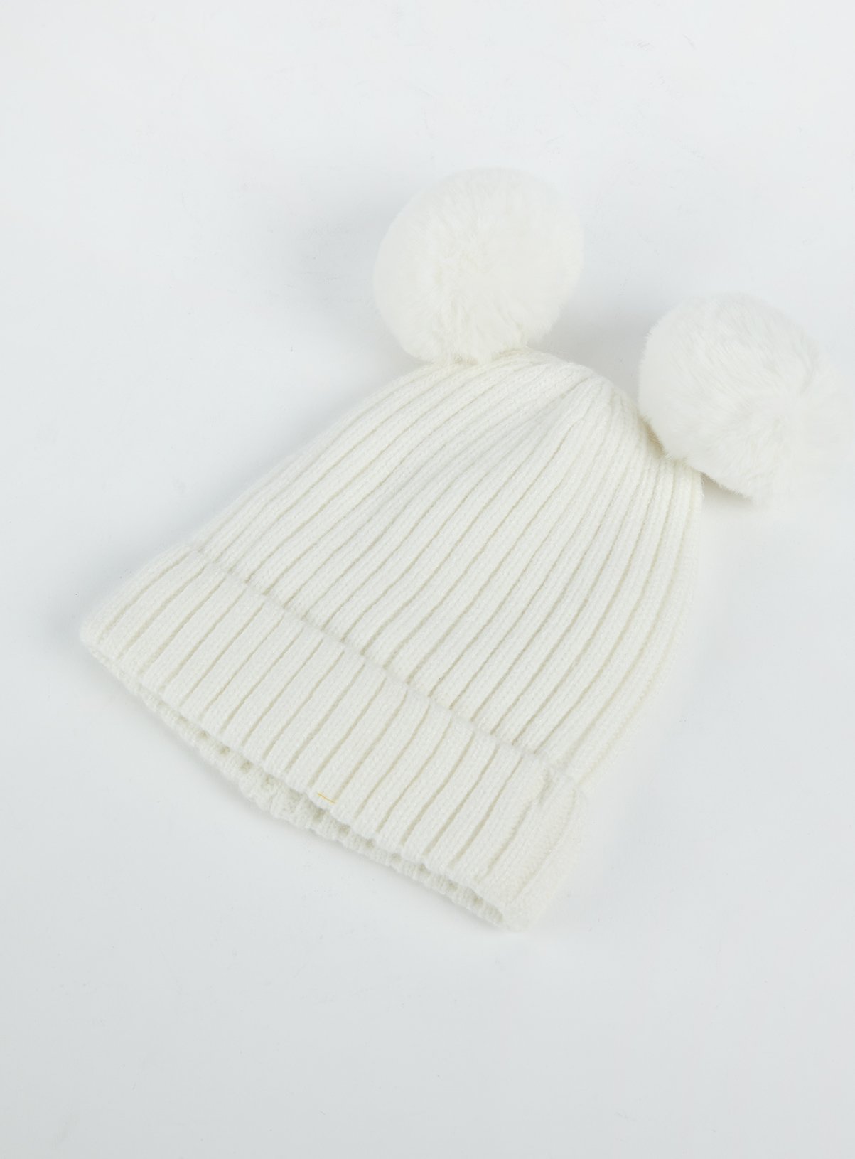 Cream Ribbed Knit Pom Pom Hat Review