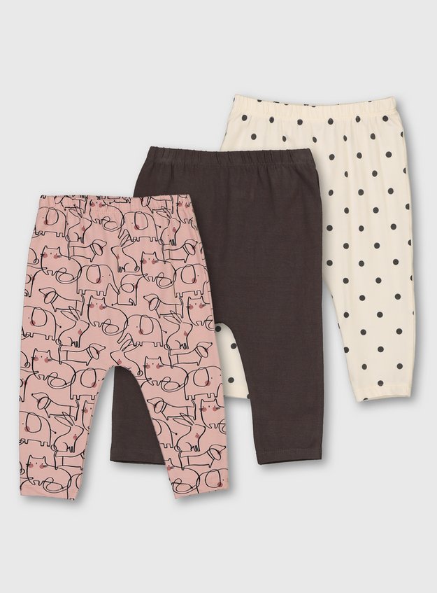 Baby Animal Print Doodle Leggings 3 Pack (0-24 Months) | Tu clothing