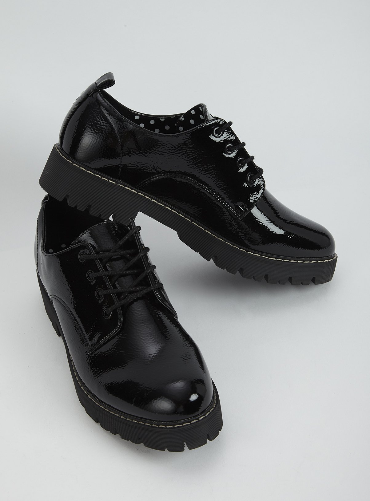 Black Patent Faux Leather Lace Up Shoes Review