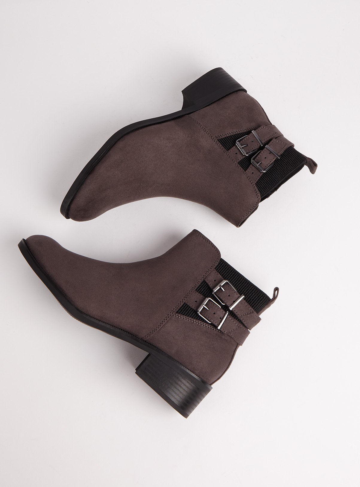 Grey Faux Suede Double Strap Ankle Boots Review