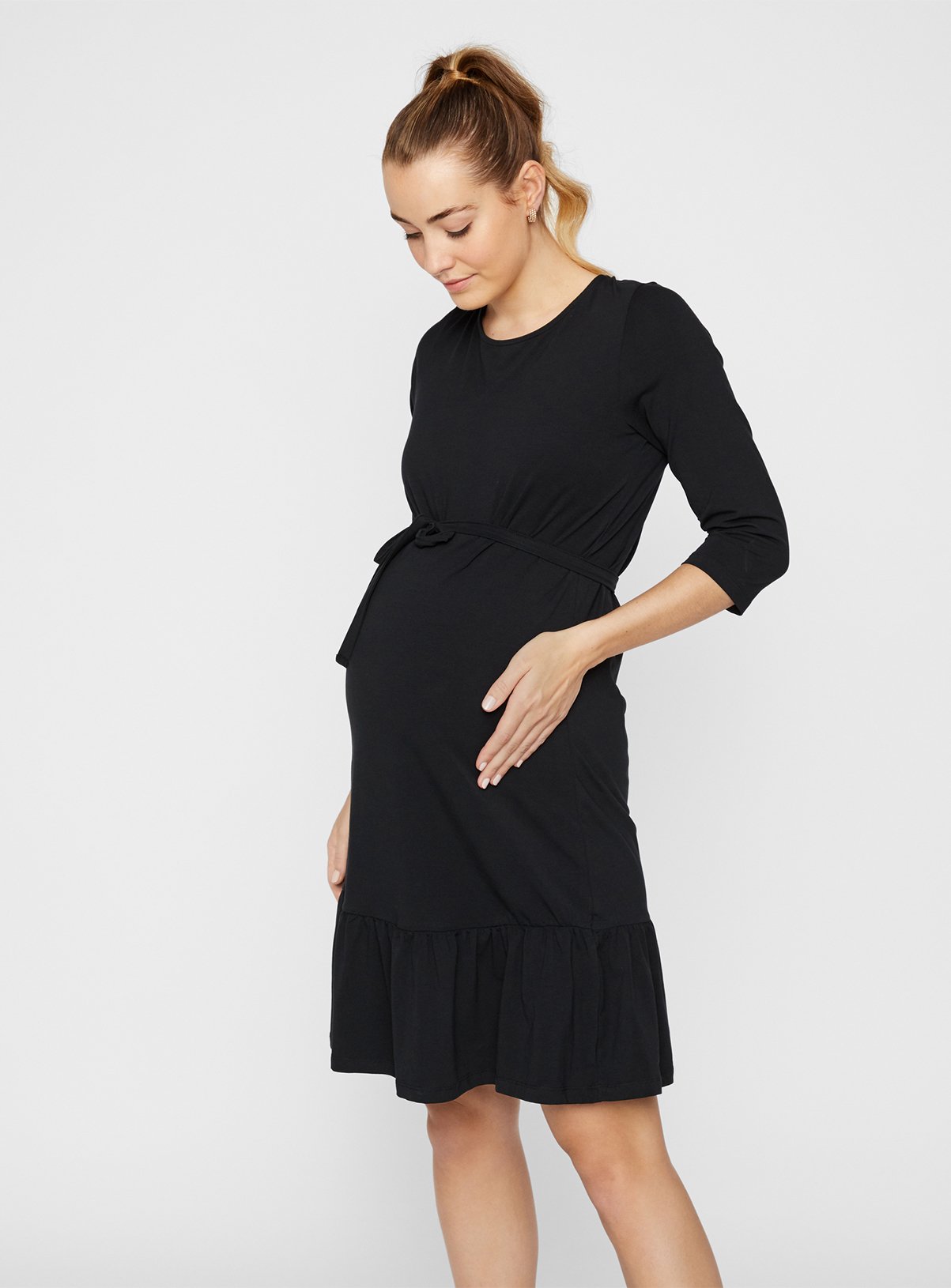 Black Jersey Midi Length Maternity Dress Review