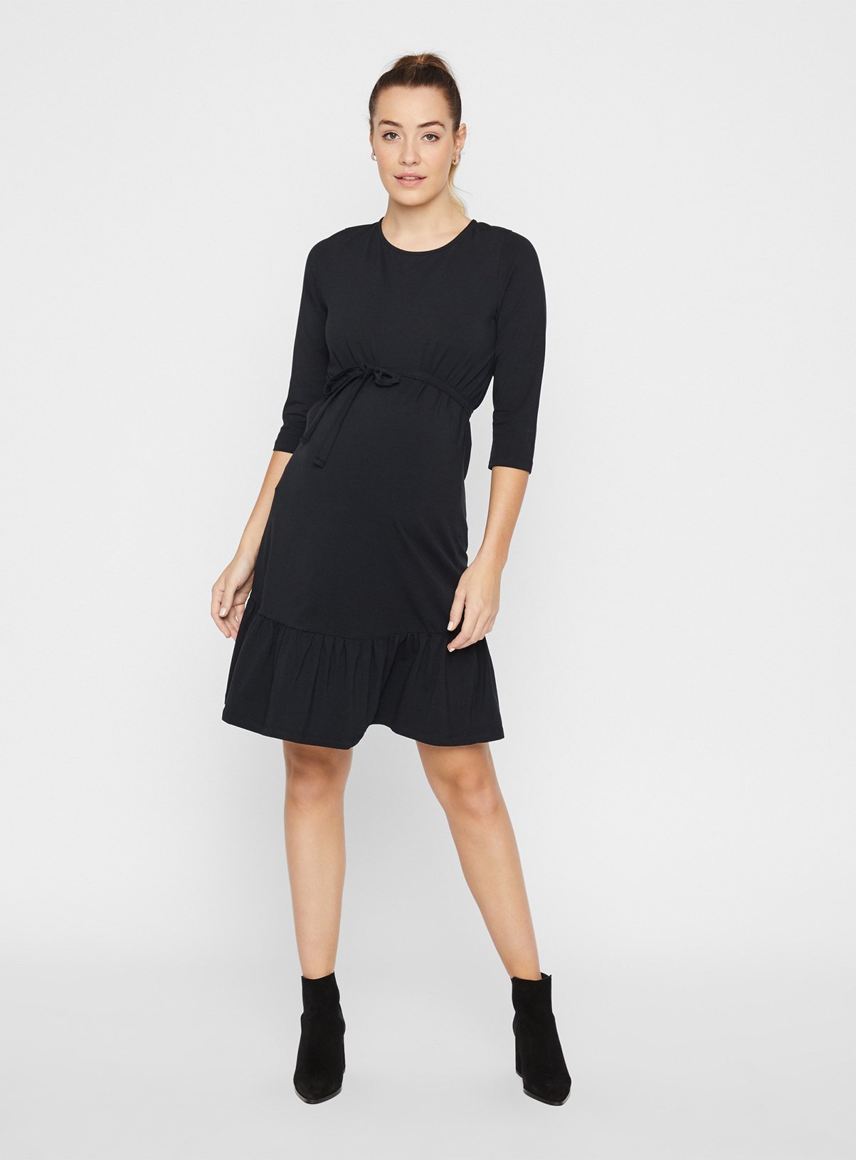 Black Jersey Midi Length Maternity Dress Review