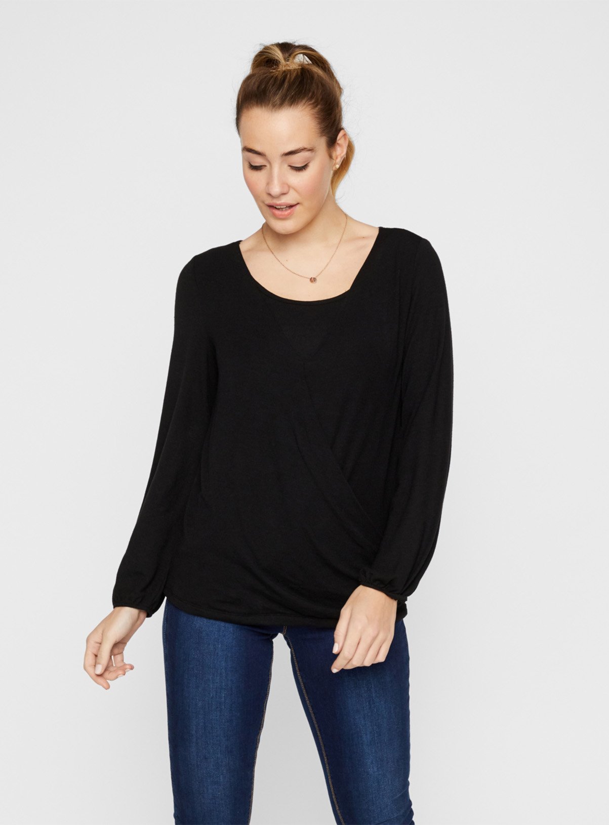 Black Long Sleeve Nursing Wrap Top Review