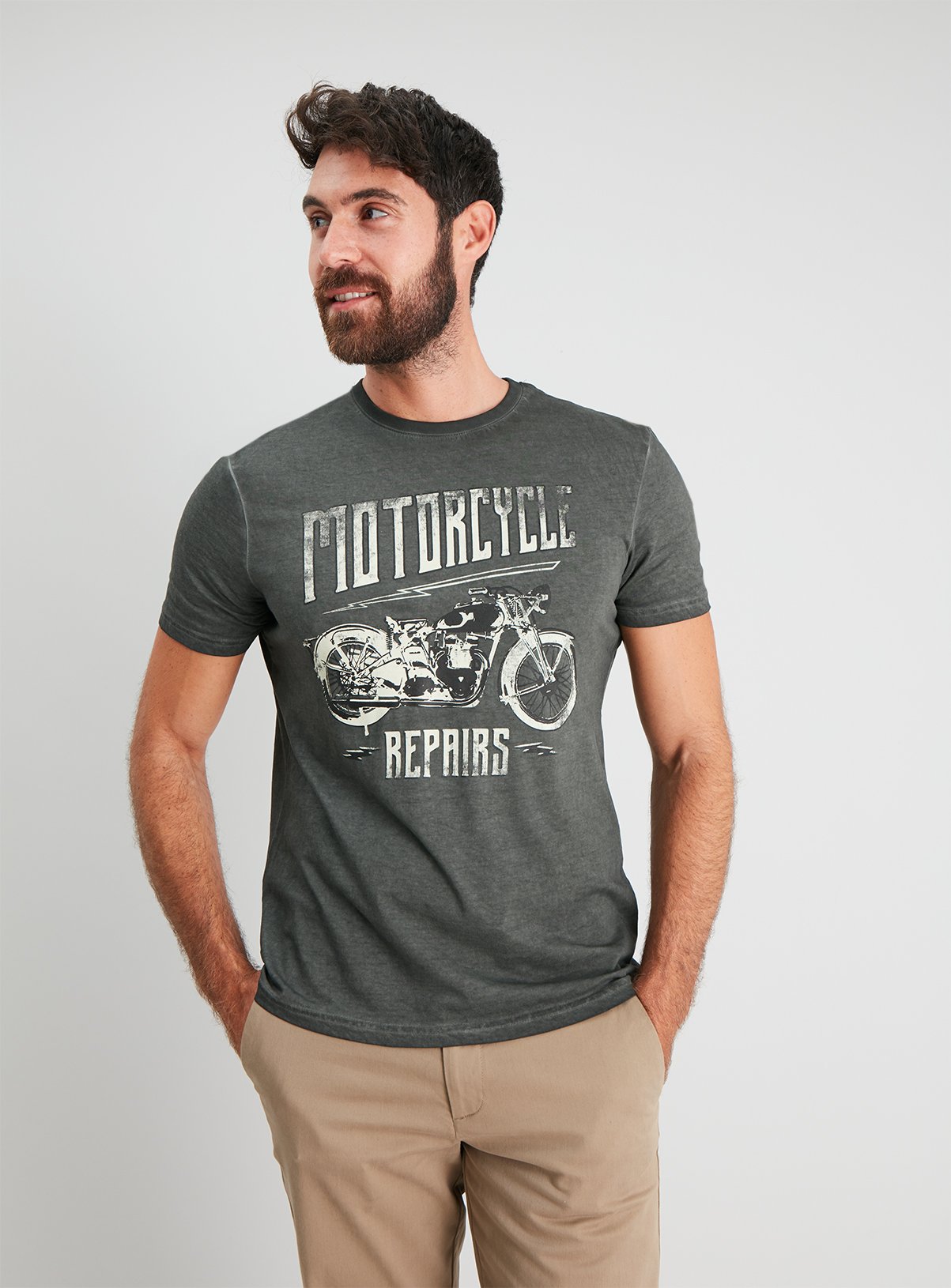 Charcoal Grey Motorcycle Graphic T-Shirt Review