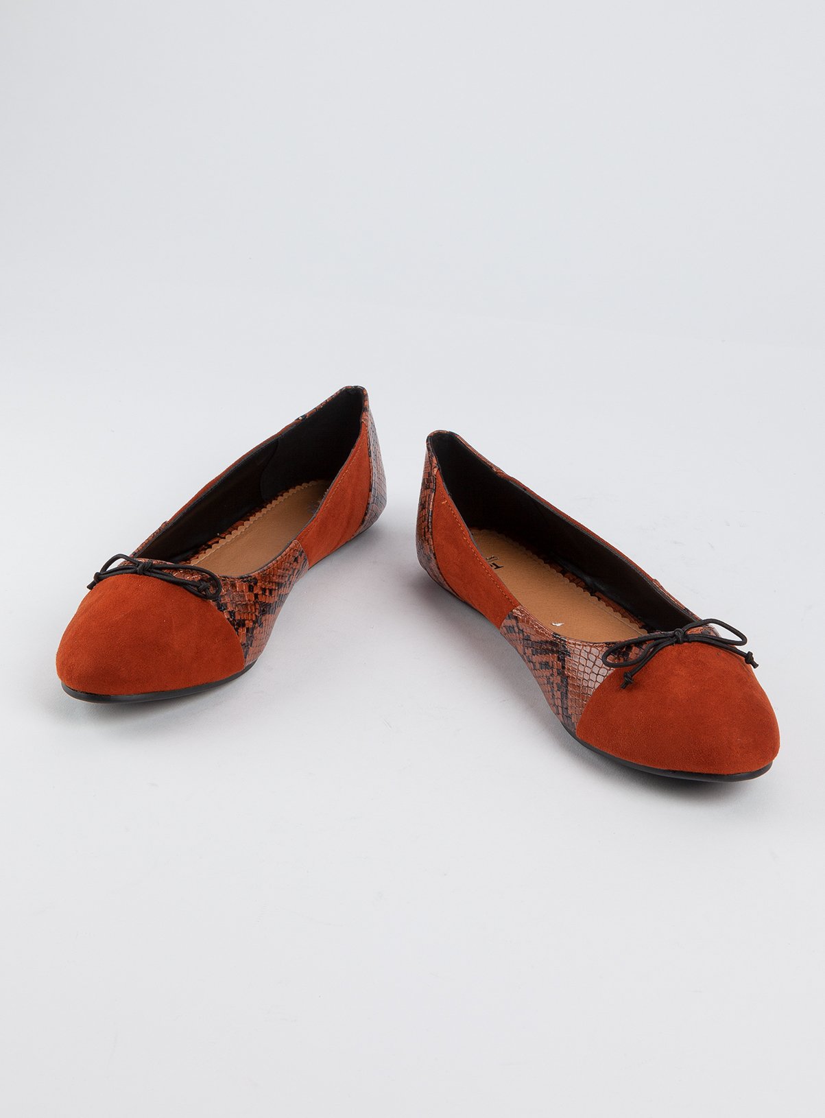 Rust Faux Suede Snake Print Ballerina Pumps Review