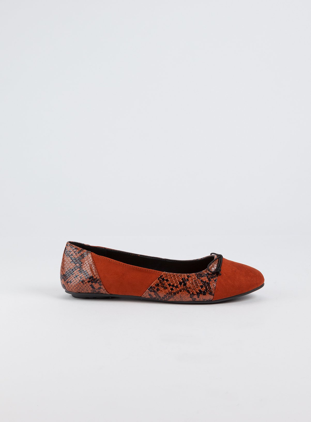 Rust Faux Suede Snake Print Ballerina Pumps Review