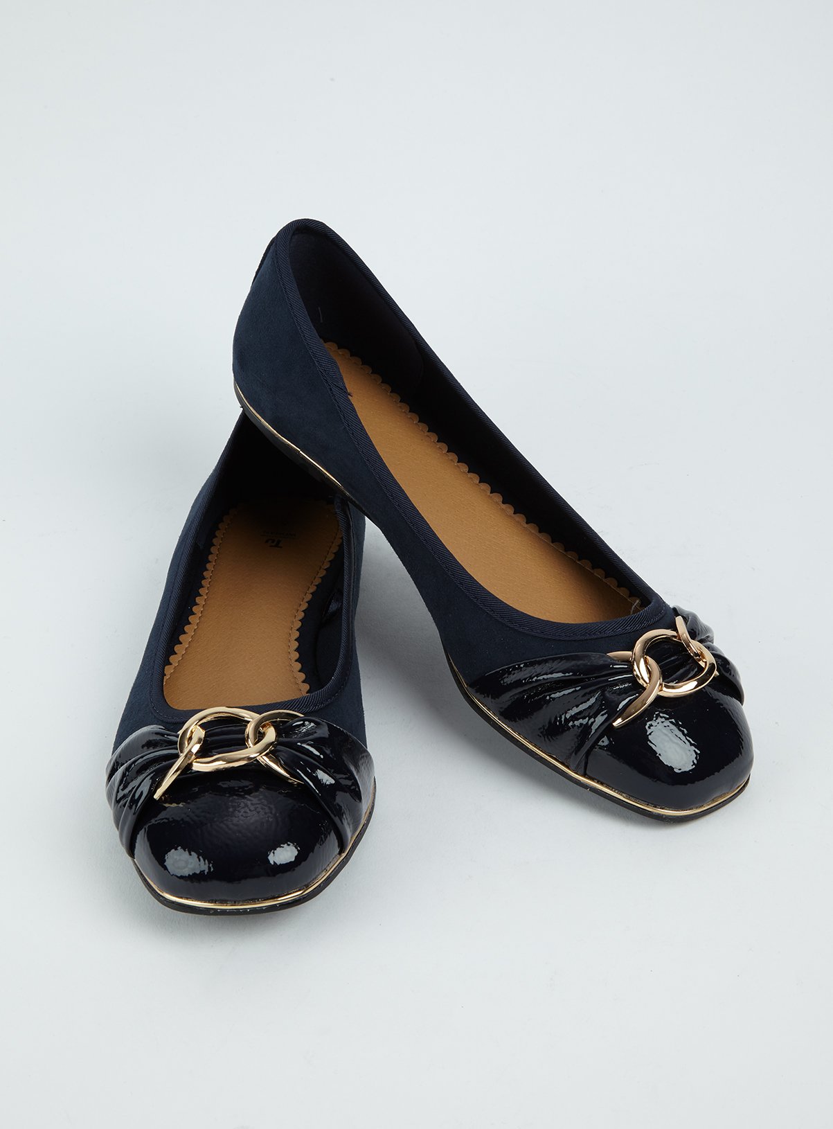 Navy Square Toe Patent Cap Ballerina Pumps Review