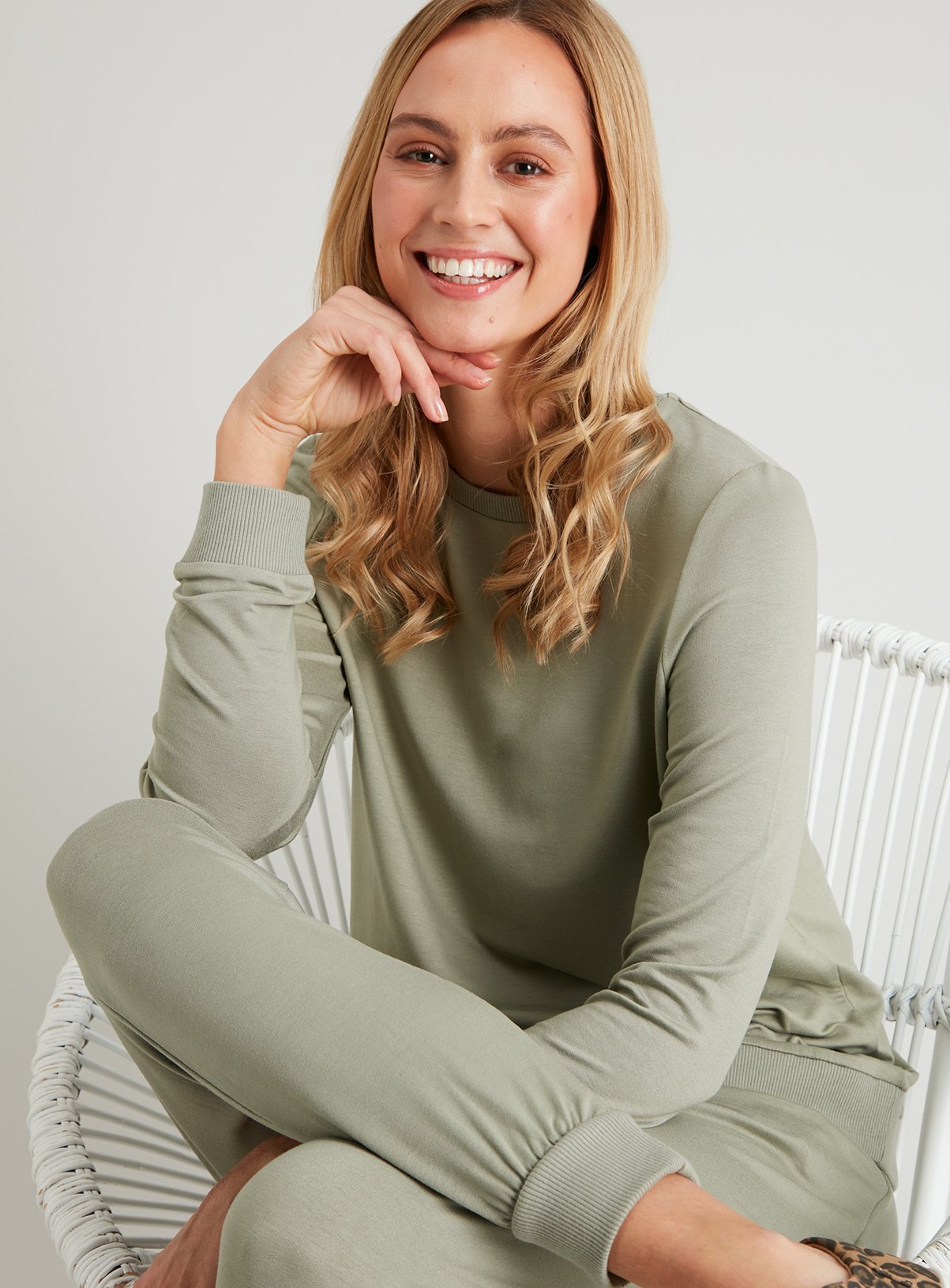 sage green sweatshirt