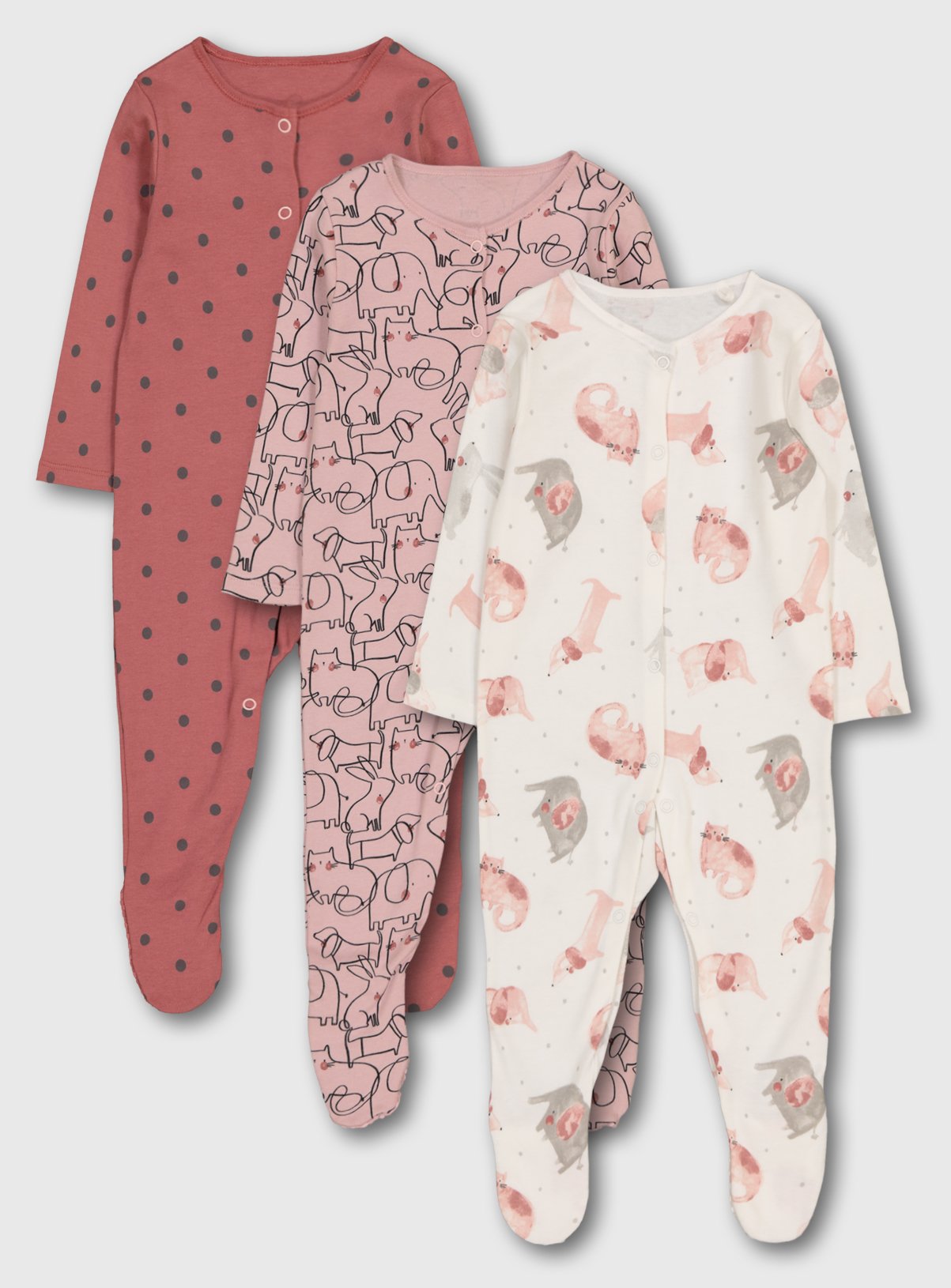 sainsbury's baby girl sleepsuits