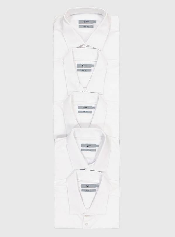 White Slim Fit Short Sleeve Shirt 5 Pack - 14