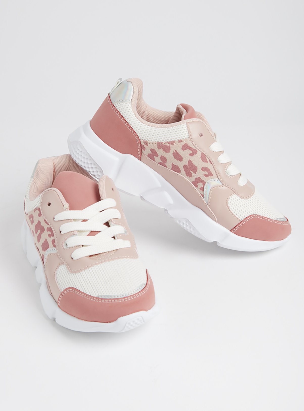 Kids Pink Leopard Print Chunky Trainers 