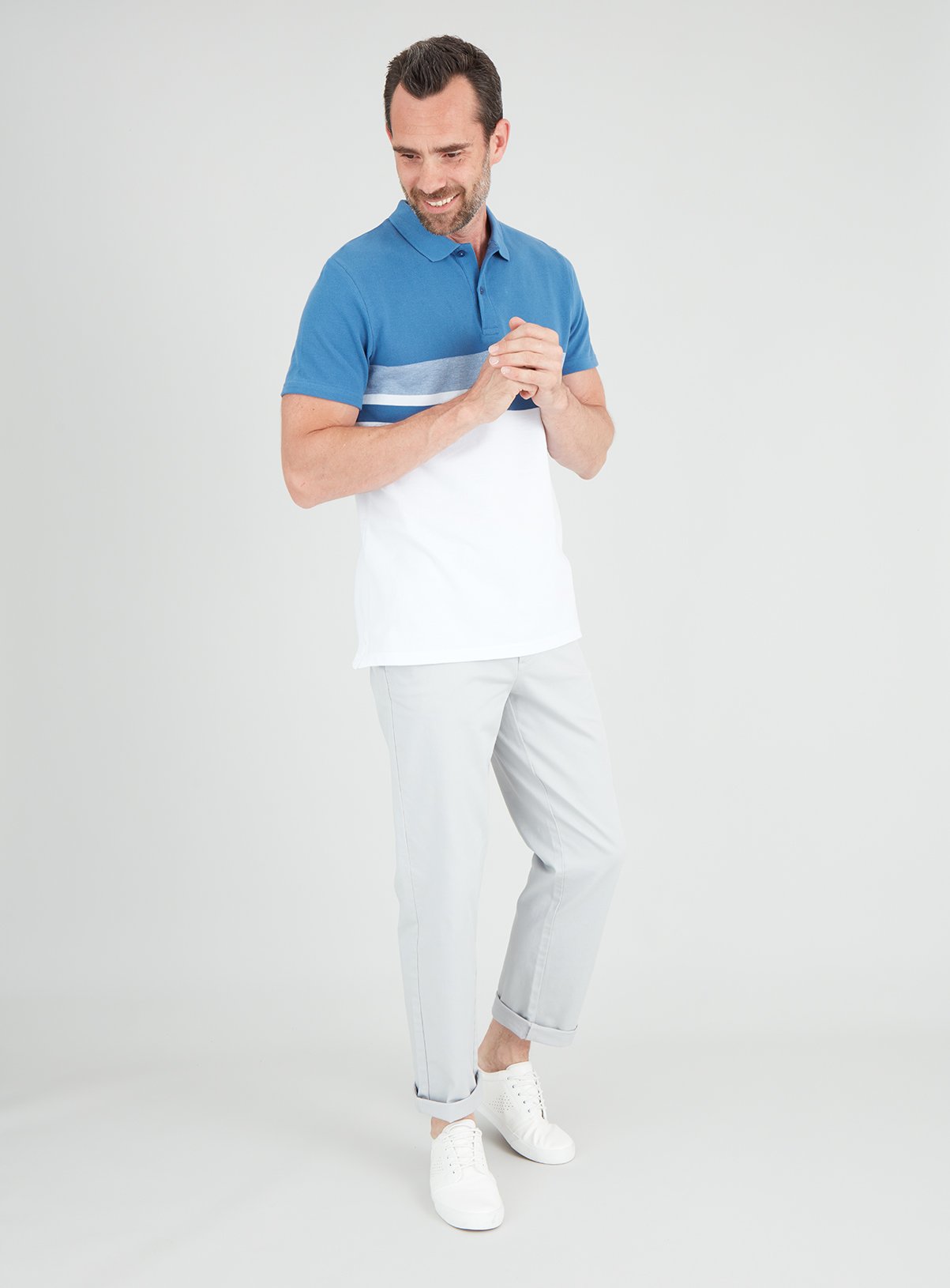 Blue Colour Block Short Sleeve Polo Shirt Review