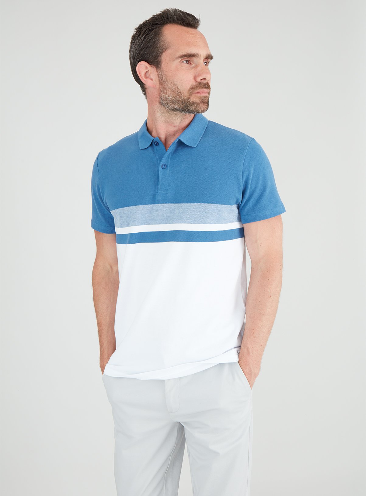 Blue Colour Block Short Sleeve Polo Shirt Review