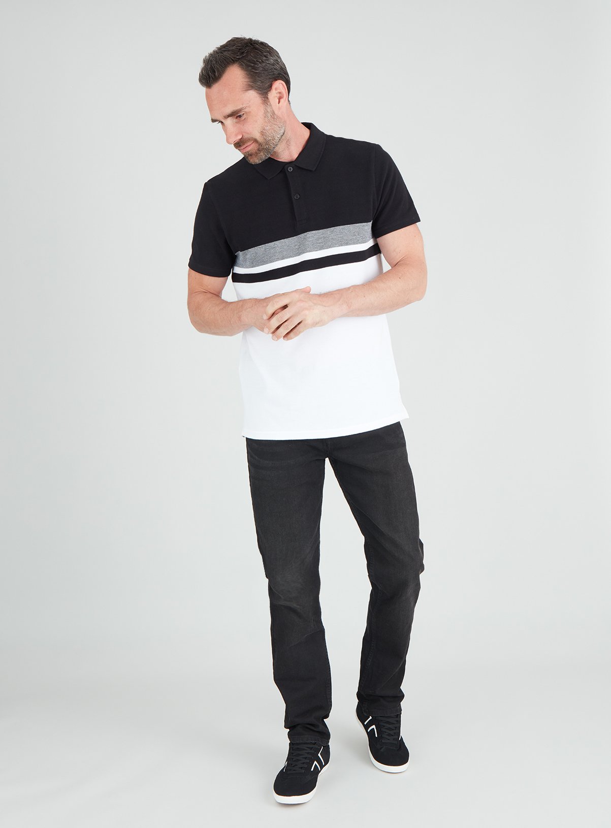 Black Colour Block Short Sleeve Polo Shirt Review