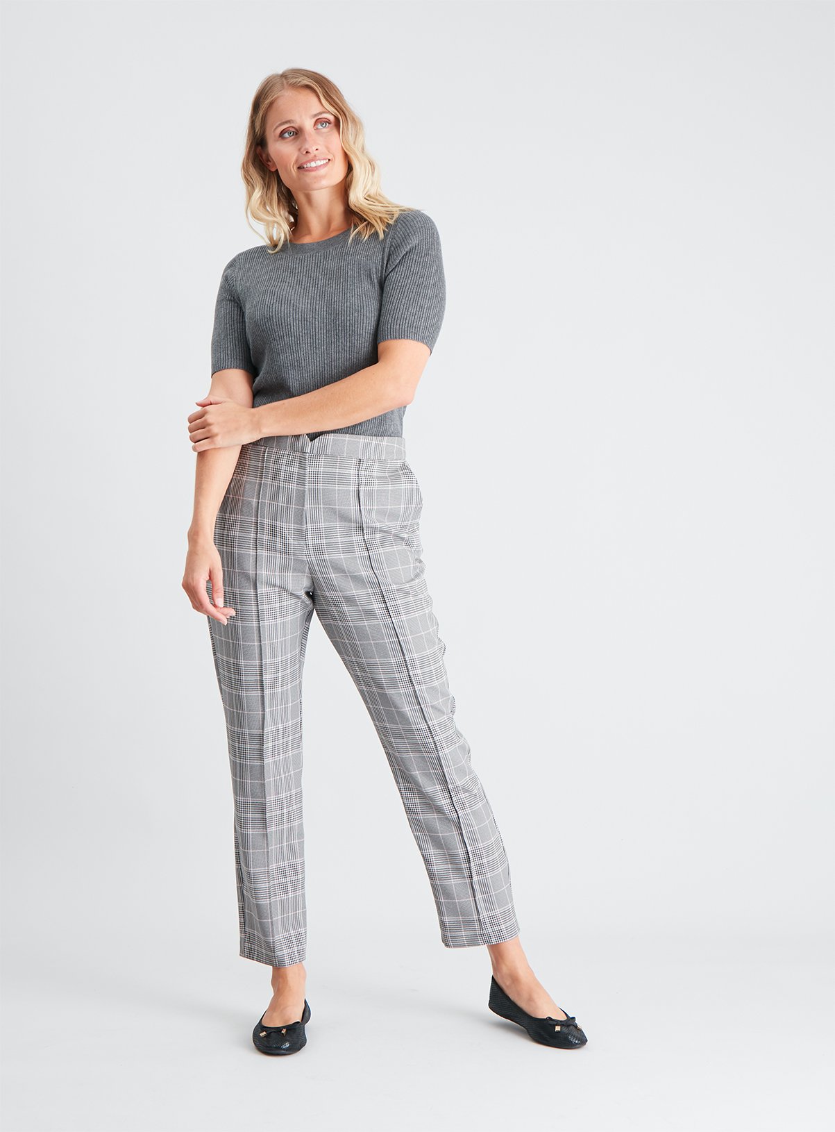 Grey & Pink Check Straight Leg Trousers Review