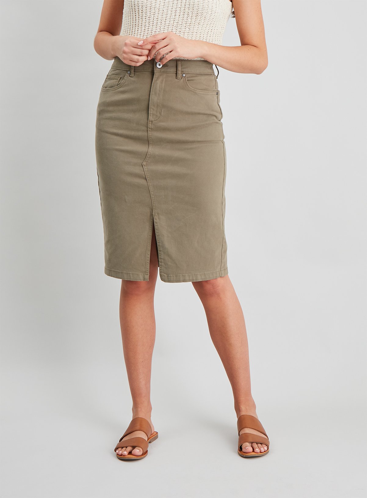 Khaki Twill Pencil Skirt Review