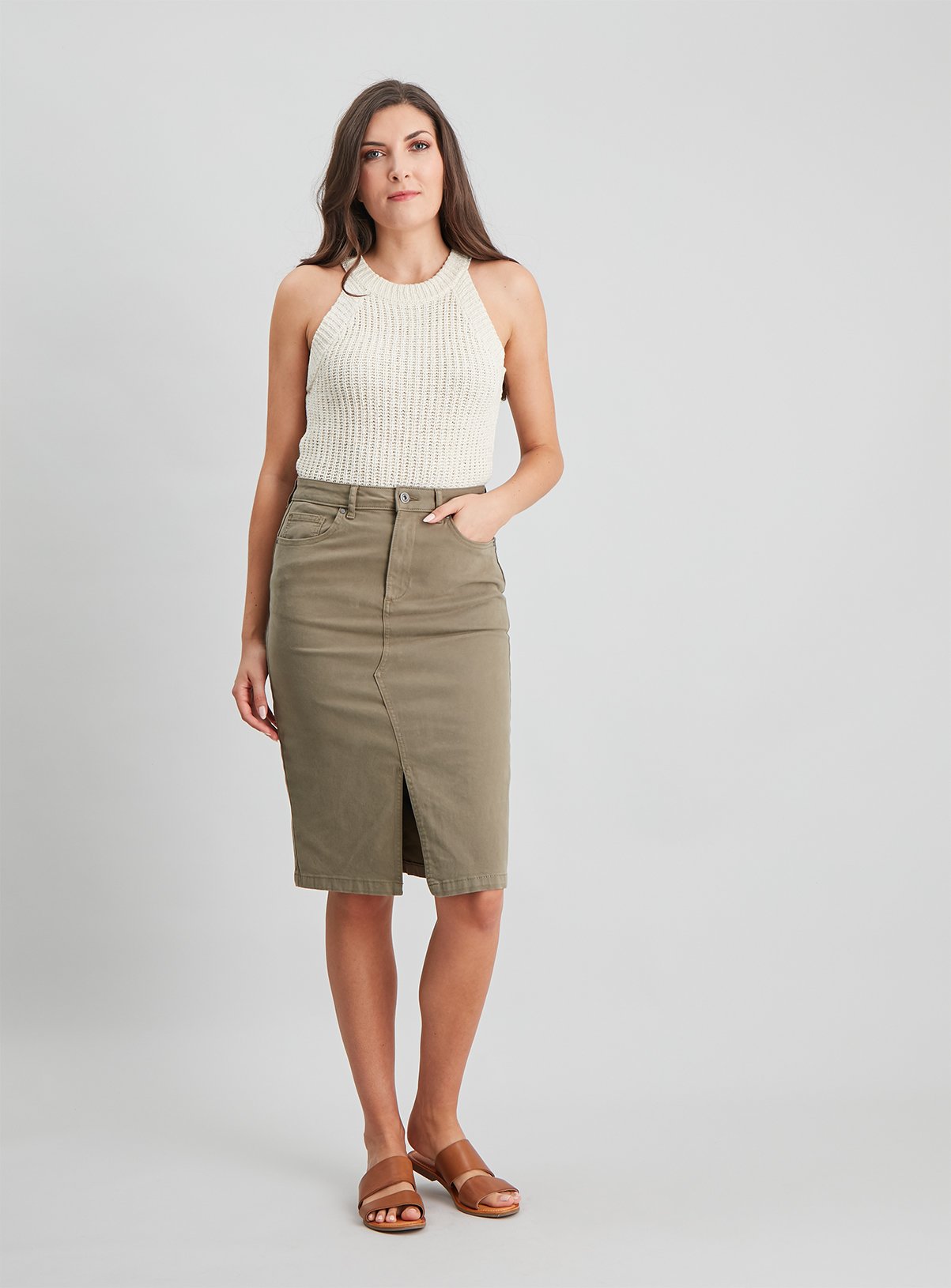 Khaki Twill Pencil Skirt Review